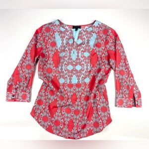 Blue & Coral Patterned The Limited Blouse Size XS